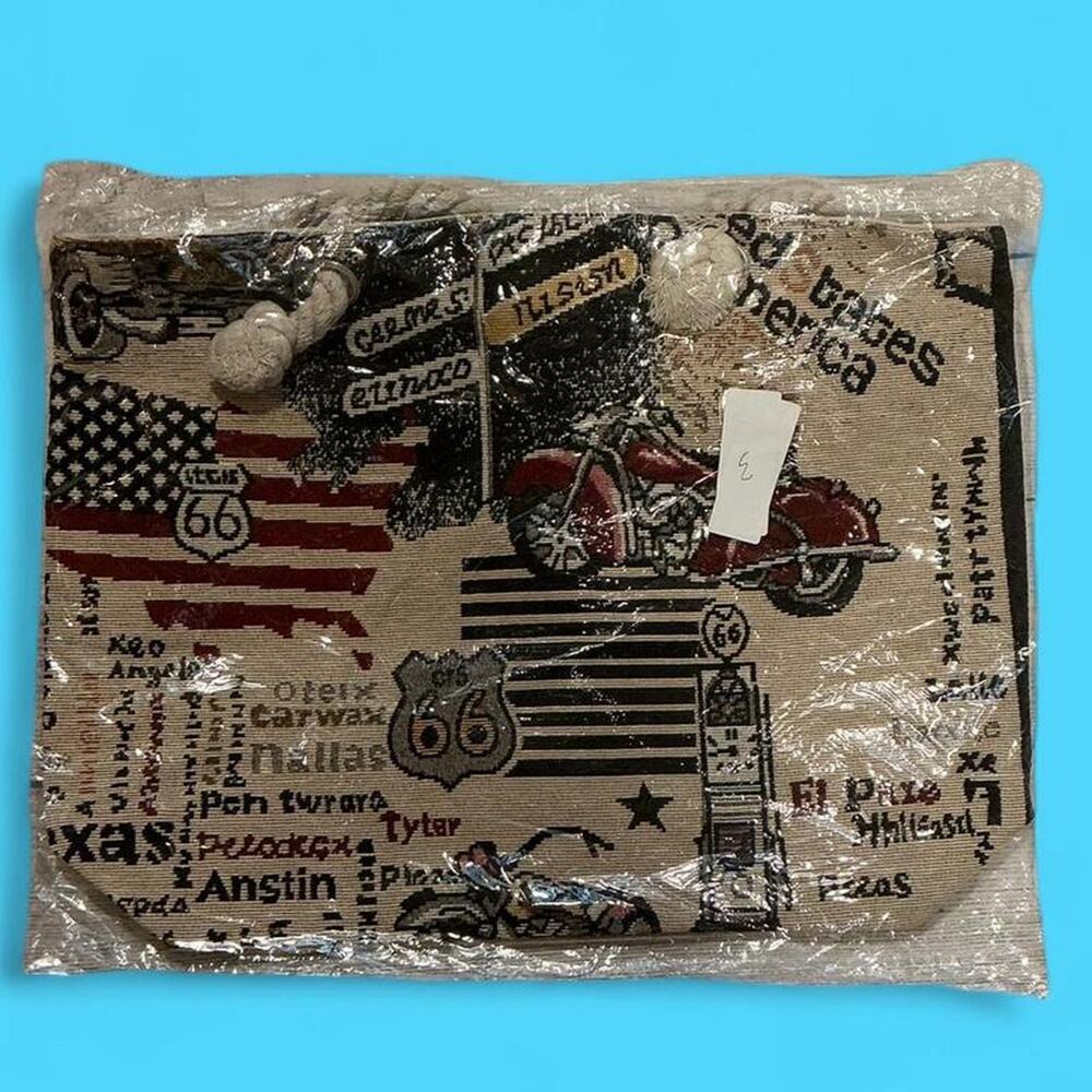 Nwt route 66 motorcycle woven tote